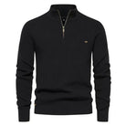 Half Zip Jumper - Cotton - Warm - Knitted Jumper - Men's Quarter Zip Sweater-Chaps of London-Black-S-Chaps of London