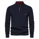 Half Zip Jumper - Cotton - Warm - Knitted Jumper - Men's Quarter Zip Sweater-Chaps of London-Navy Blue-S-Chaps of London
