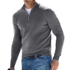 Half Zip Jumper - Long Sleeve - Pullover - Knitted Sweater - Men's Quarter Zip Sweater-Chaps of London-Gray-S-Chaps of London