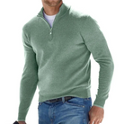 Half Zip Jumper - Long Sleeve - Pullover - Knitted Sweater - Men's Quarter Zip Sweater-Chaps of London-Green-S-Chaps of London