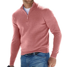 Half Zip Jumper - Long Sleeve - Pullover - Knitted Sweater - Men's Quarter Zip Sweater-Chaps of London-Pink-S-Chaps of London