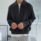 Half Zip Jumper | Rib Knit | Collared | Knitted Jumper | Men's Quarter Zip Sweater-Chaps of London-Black-M-Chaps of London