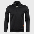 Half Zip Pullover - Casual - Long Sleeve - Half Zip Sweatshirt - Men's Quarter Zip Sweaters-Chaps of London-Black-M-Chaps of London