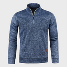 Half Zip Pullover - Casual - Long Sleeve - Half Zip Sweatshirt - Men's Quarter Zip Sweaters-Chaps of London-Blue-M-Chaps of London