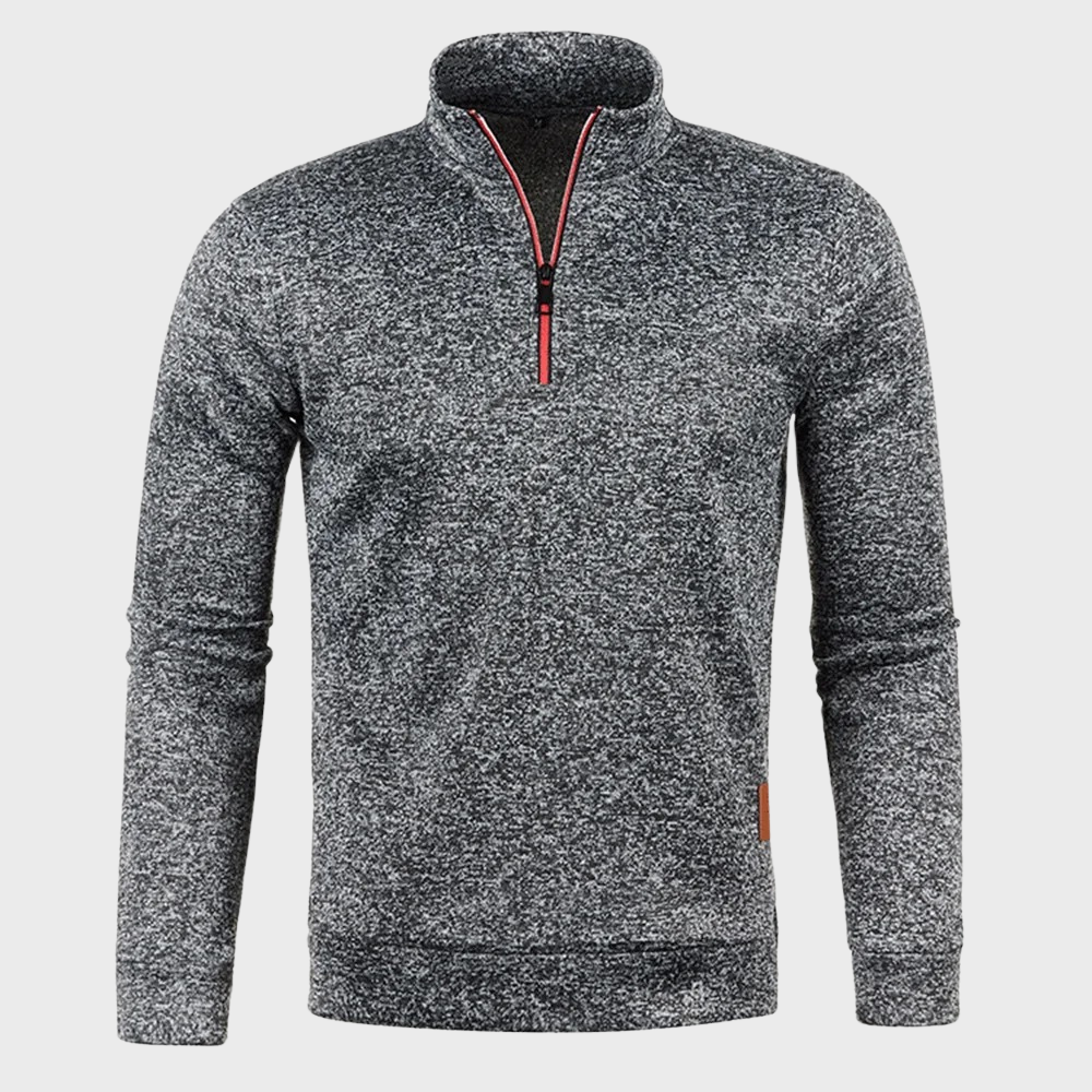 Half Zip Pullover - Casual - Long Sleeve - Half Zip Sweatshirt - Men's Quarter Zip Sweaters-Chaps of London-Dark Gray-M-Chaps of London
