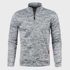 Half Zip Pullover - Casual - Long Sleeve - Half Zip Sweatshirt - Men's Quarter Zip Sweaters-Chaps of London-Light Gray-M-Chaps of London