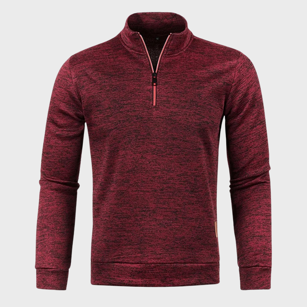 Half Zip Pullover - Casual - Long Sleeve - Half Zip Sweatshirt - Men's Quarter Zip Sweaters-Chaps of London-Red-M-Chaps of London