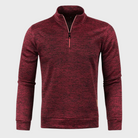 Half Zip Pullover - Casual - Long Sleeve - Half Zip Sweatshirt - Men's Quarter Zip Sweaters-Chaps of London-Red-M-Chaps of London