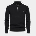 Half Zip Sweater | Knitted | Zip Neck | Polo Jumper | Men's Quarter Zip Jumper-Half-Zip Sweater-Chaps of London-Black-S-Chaps of London