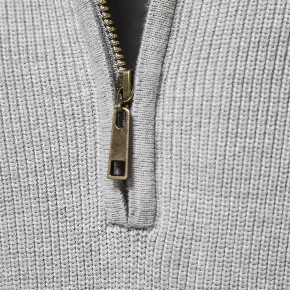 Half Zip Sweater | Knitted | Zip Neck | Polo Jumper | Men's Quarter Zip Jumper-Half-Zip Sweater-Chaps of London-Chaps of London