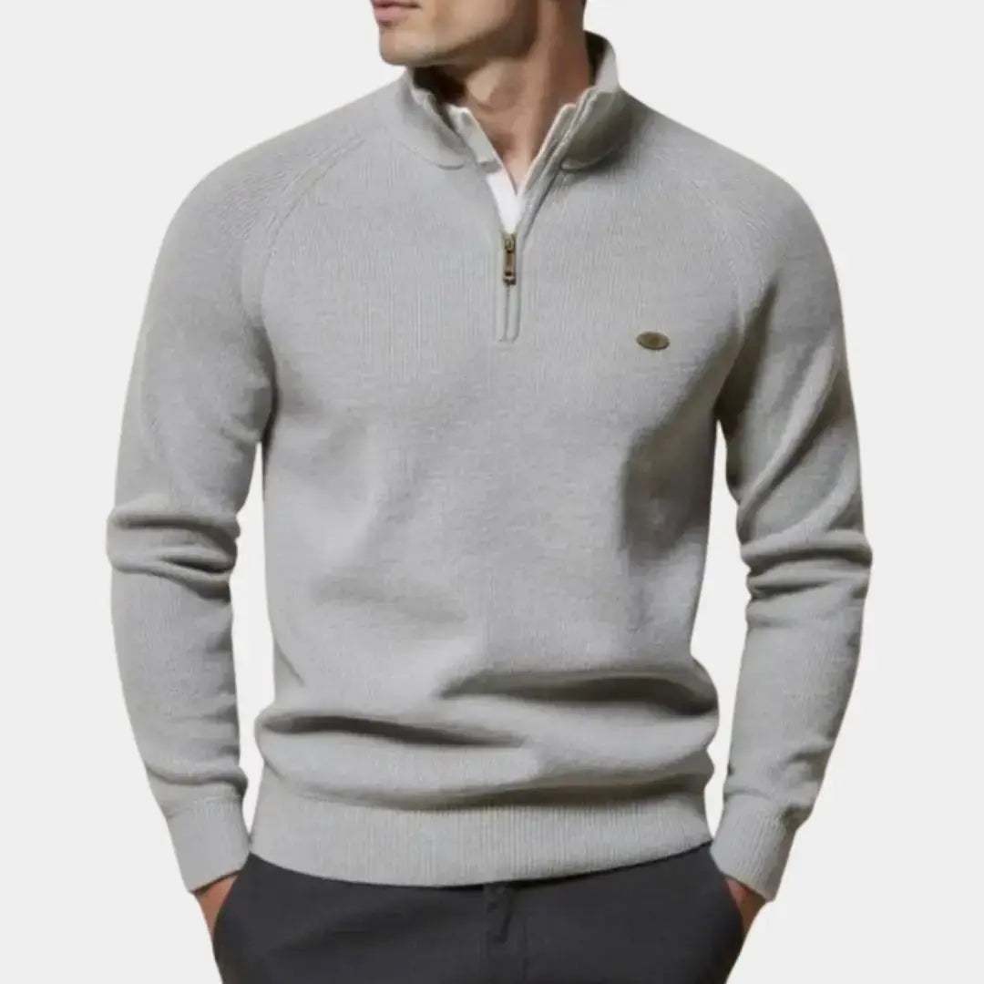 Half Zip Sweater | Knitted | Zip Neck | Polo Jumper | Men's Quarter Zip Jumper-Half-Zip Sweater-Chaps of London-Chaps of London