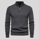 Half-zip Sweater - Long sleeves - High collar - Knitted sweater - Men's sweater-Chaps of London-Dark Gray-S-Chaps of London