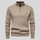 Half-zip Sweater - Long sleeves - High collar - Knitted sweater - Men's sweater-Chaps of London-Khaki-S-Chaps of London