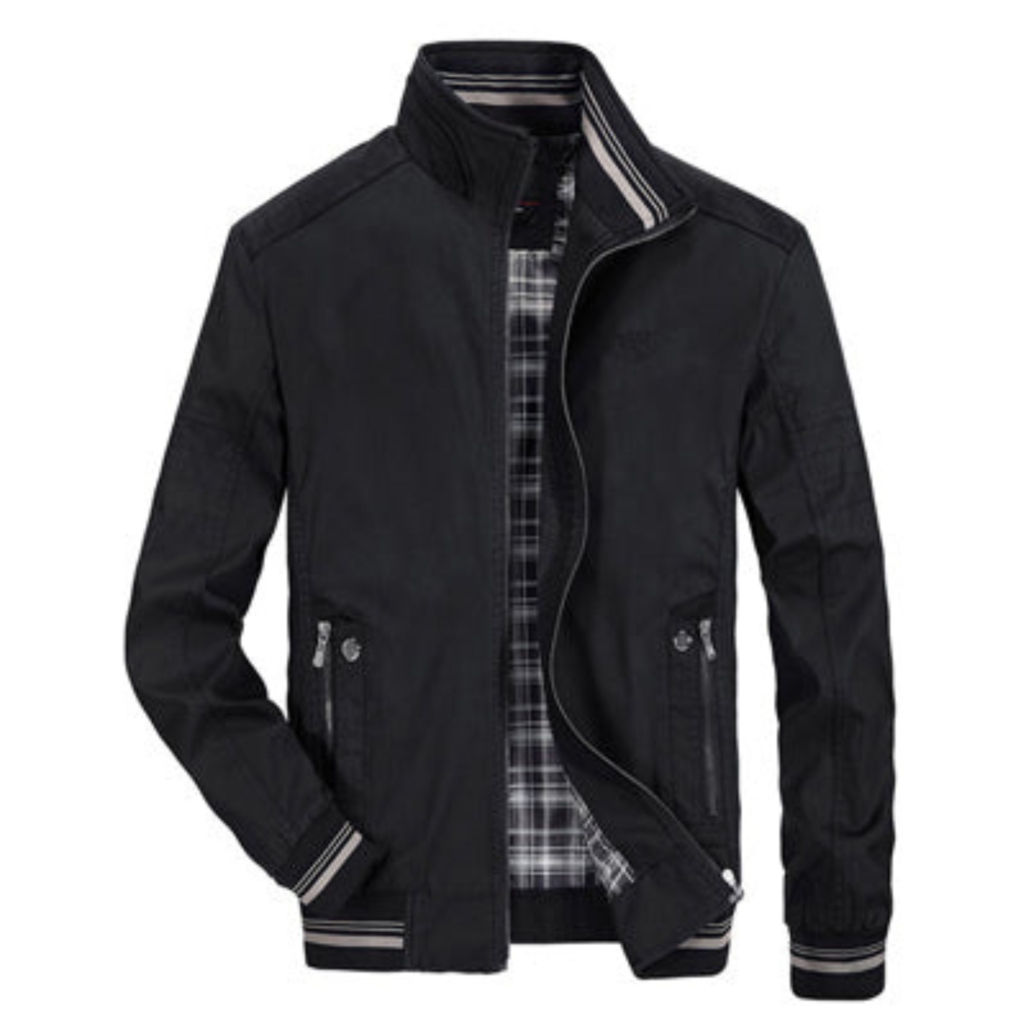 Harrington Jacket | Zip-Up | Windproof | Bomber Jacket | Men's Casual Jackets-Chaps of London-Black-S-Chaps of London