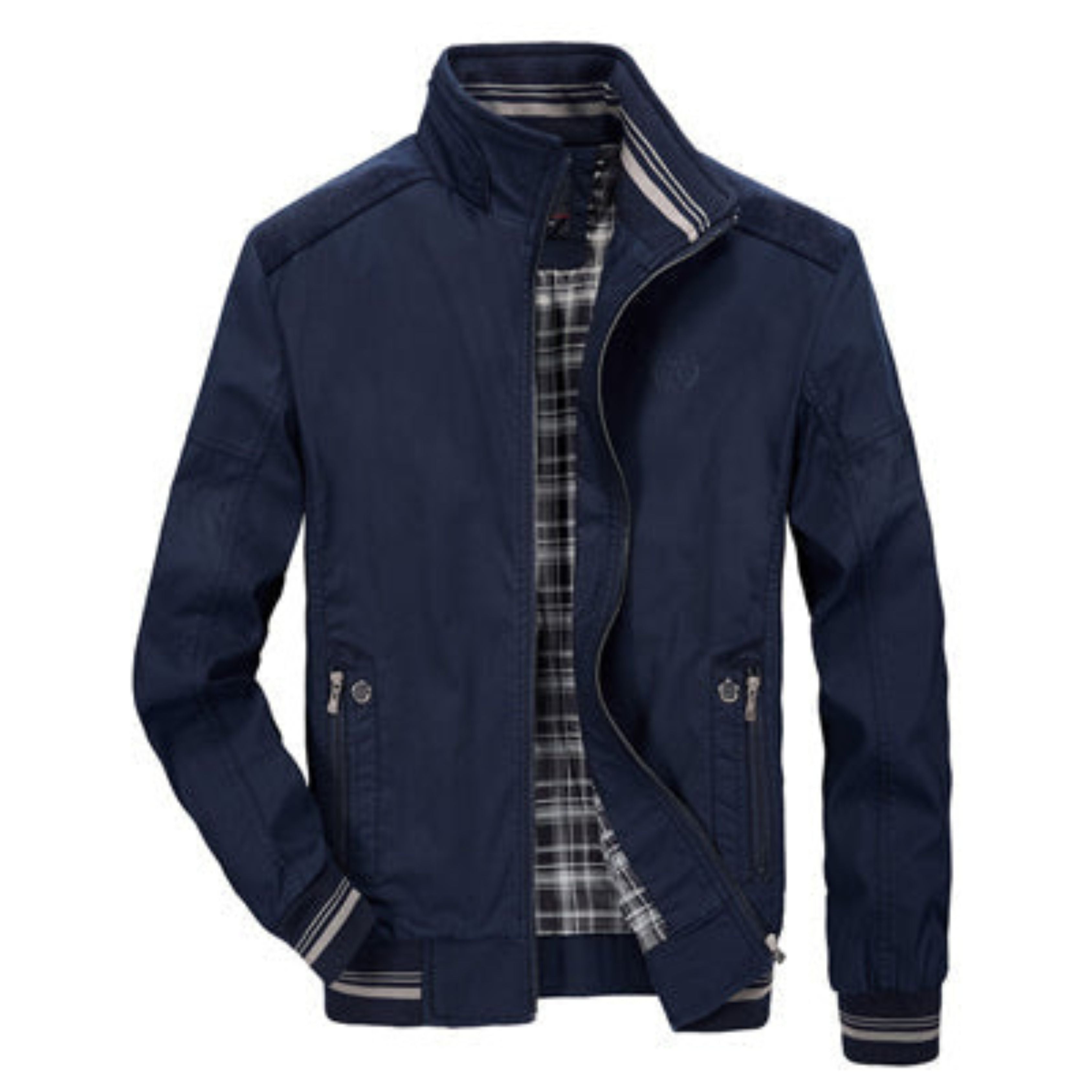 Harrington Jacket | Zip-Up | Windproof | Bomber Jacket | Men's Casual Jackets-Chaps of London-Blue-S-Chaps of London