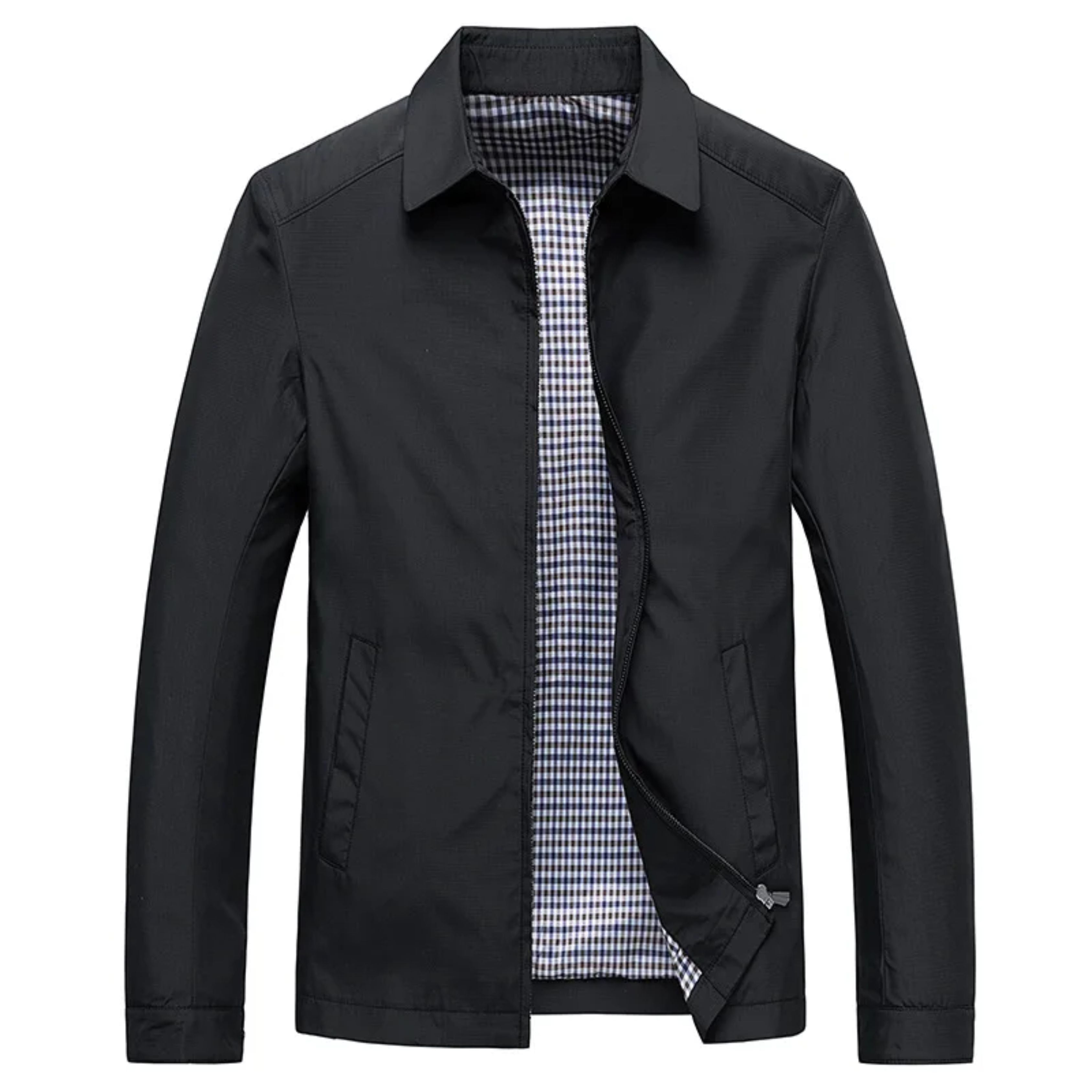 Harrington Jacket - Zip-Up - Windproof - Lightweight Jacket - Men's Jackets-Chaps of London-Black-XS-Chaps of London