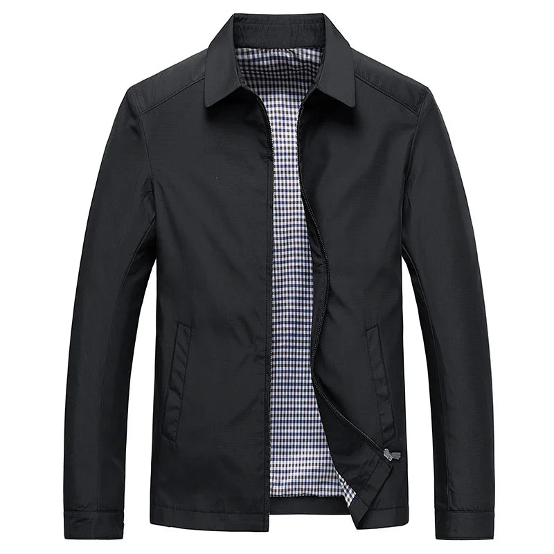 Harrington Jacket - Zipped Up - Waterproof - Autumn Jacket - Men's Jackets-Chaps of London-Black-M-Chaps of London