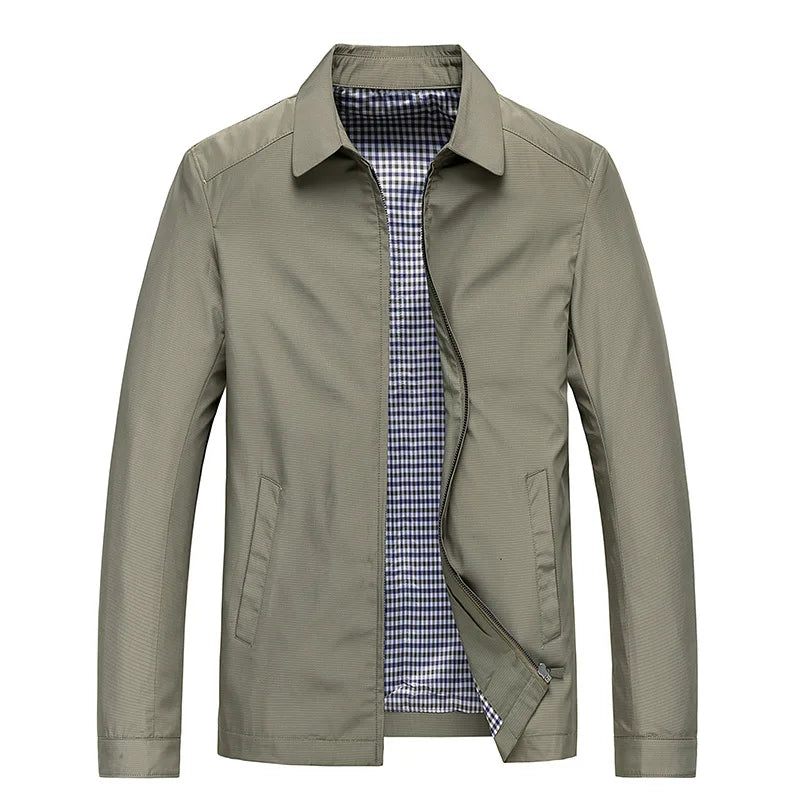 Harrington Jacket - Zipped Up - Waterproof - Autumn Jacket - Men's Jackets-Chaps of London-Khaki-M-Chaps of London