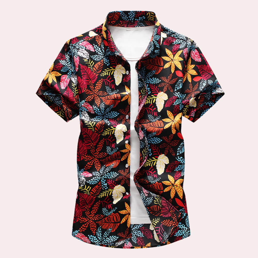 Hawaii Shirt | Printed | Button-Up | Short Sleeve Shirt | Men's Summer Shirt -Chaps of London-Black-S-Chaps of London