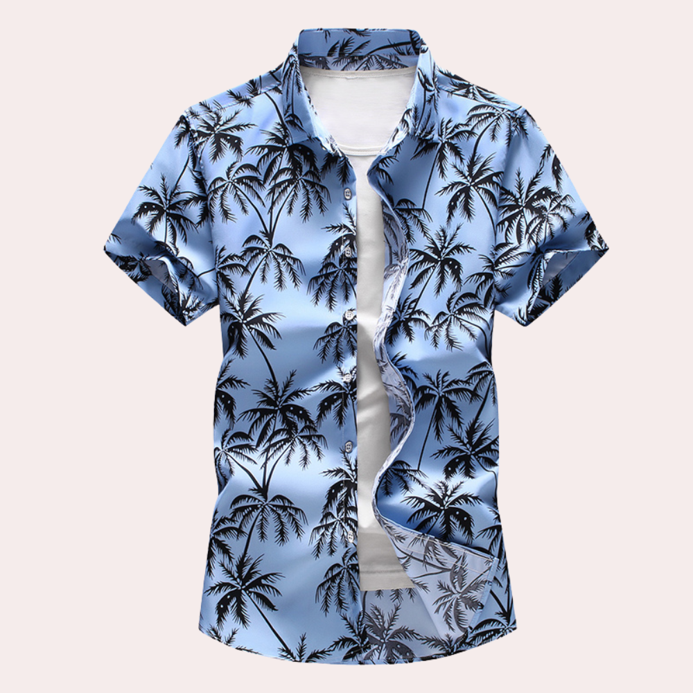 Hawaii Shirt | Printed | Button-Up | Short Sleeve Shirt | Men's Summer Shirt -Chaps of London-Light Blue-S-Chaps of London