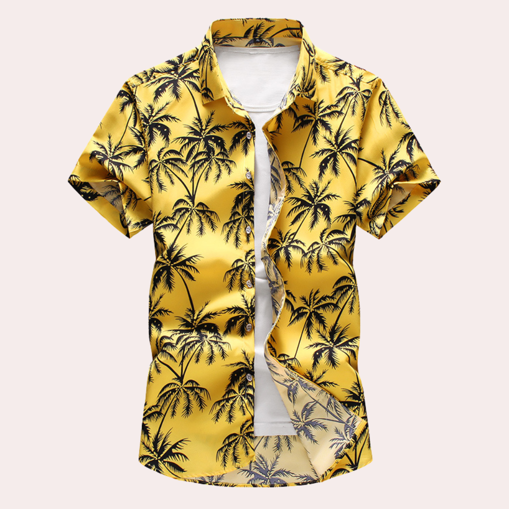 Hawaii Shirt | Printed | Button-Up | Short Sleeve Shirt | Men's Summer Shirt -Chaps of London-Yellow-S-Chaps of London