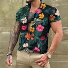 Hawaiian Shirt - Button-Up - Printed - Short Sleeve Shirt - Men's Shirts-Hawaiian Short Sleeve Shirt-Chaps of London-Black-S-Chaps of London