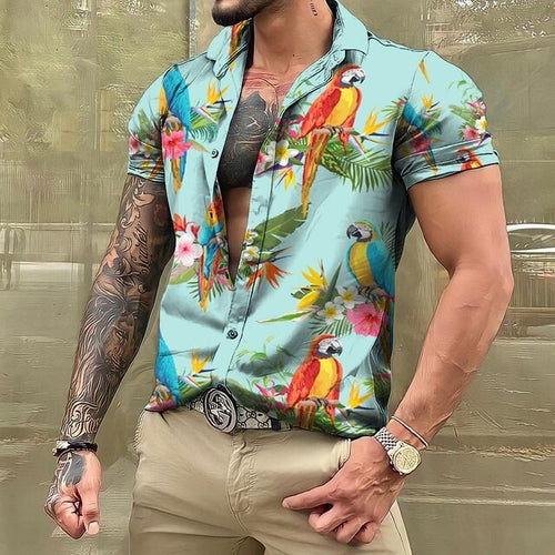 Hawaiian Shirt - Button-Up - Printed - Short Sleeve Shirt - Men's Shirts-Hawaiian Short Sleeve Shirt-Chaps of London-Yellow-S-Chaps of London