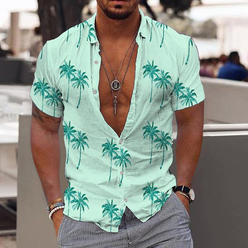 Hawaiian Shirt | Button-Up | Short Sleeve | Polo Shirt | Men's Summer Shirt-Shirts & Tops-Chaps of London-Green-S-Chaps of London
