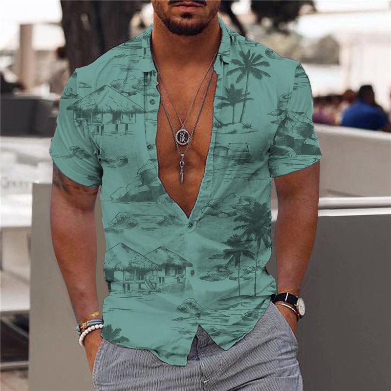 Hawaiian Shirt | Button-Up | Summer |Short Sleeve Shirt | Men's Clothing-Chaps of London-Green-XS-Chaps of London