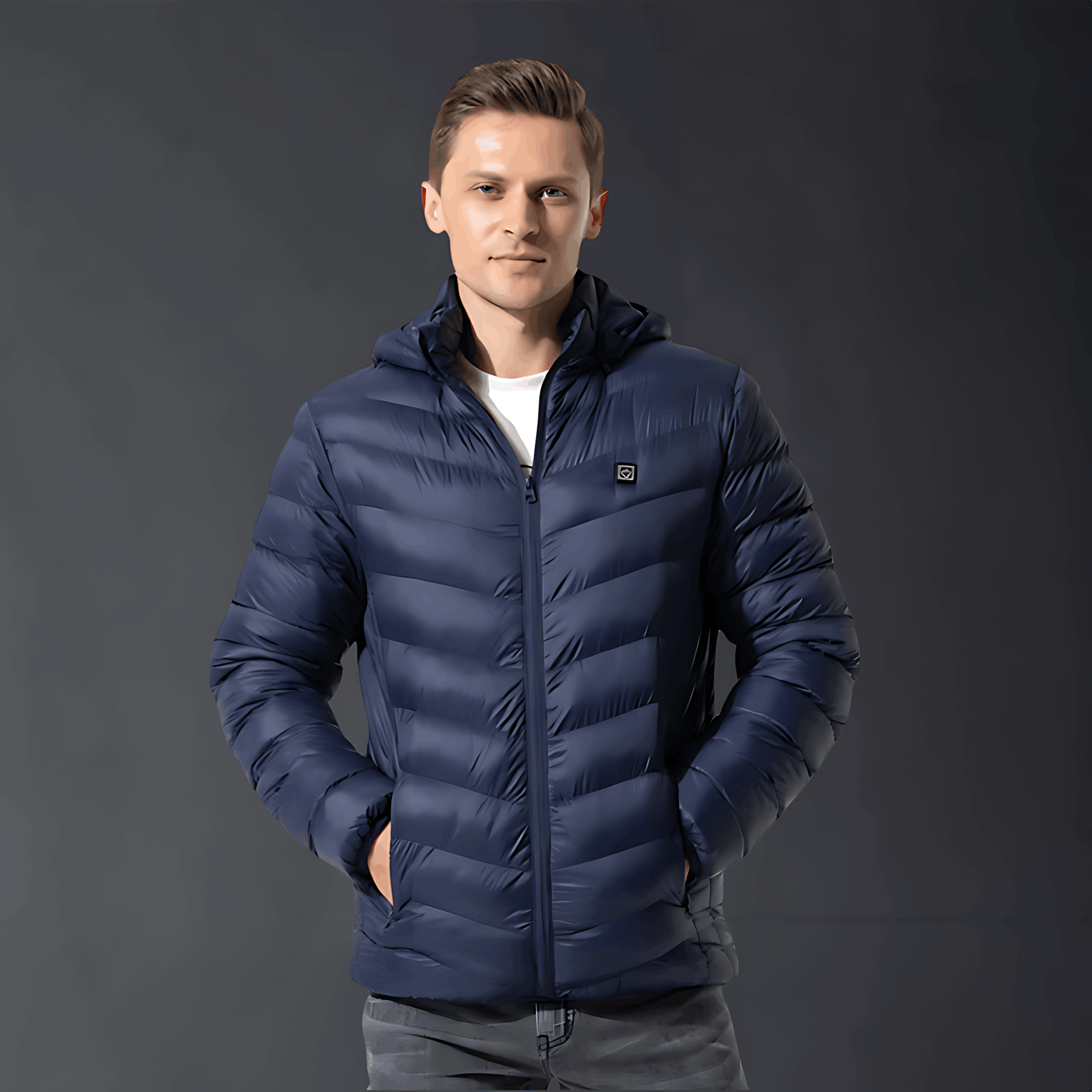 Heated Jacket - Hooded - Puffer - Down Jacket - Men's Winter Jacket -Men’s Heated Winter Jacket-Chaps of London-Blue-S-Chaps of London