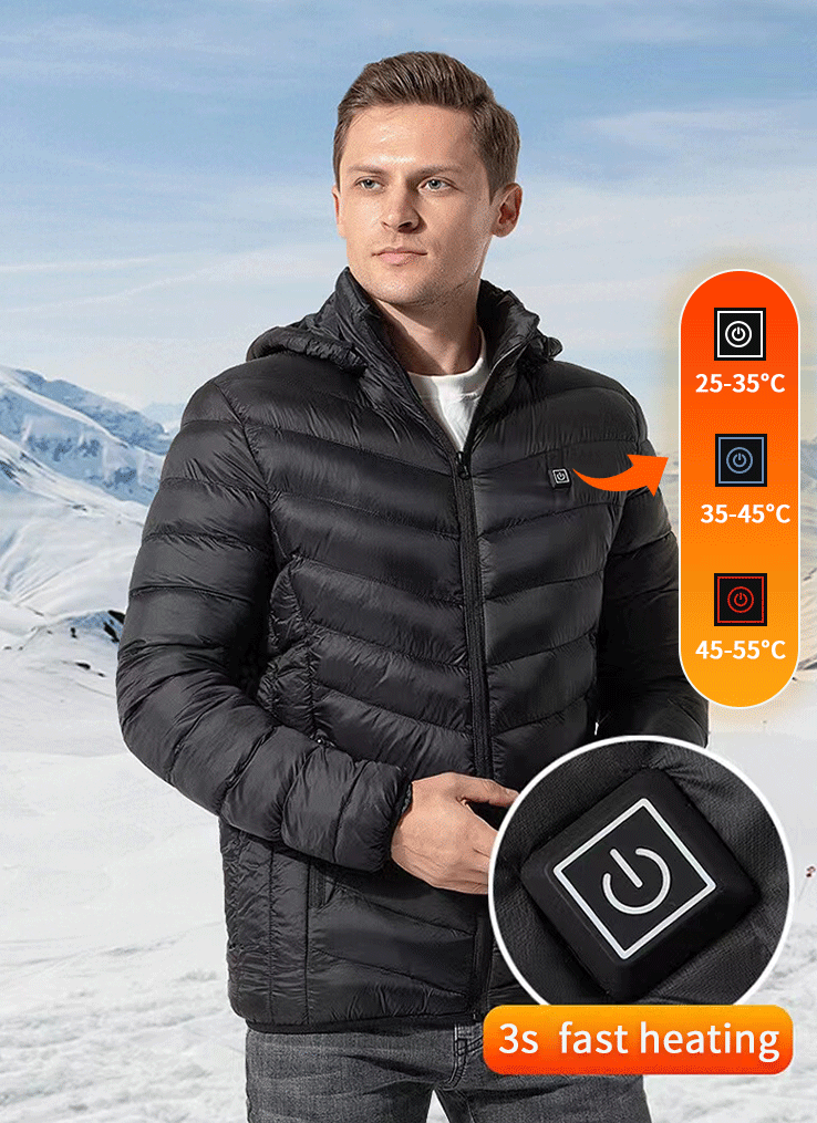 Heated Jacket - Hooded - Puffer - Down Jacket - Men's Winter Jacket -Men’s Heated Winter Jacket-Chaps of London-Chaps of London