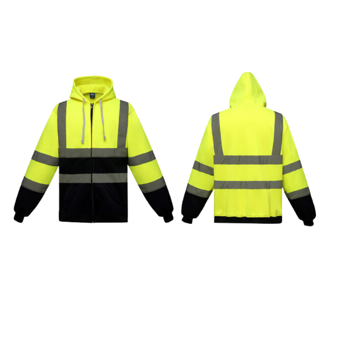 Hi Vis Jacket - Hooded - Workwear - Reflective Jacket - Men's Jacket-Hi Vis Jacket-Chaps of London-Chaps of London