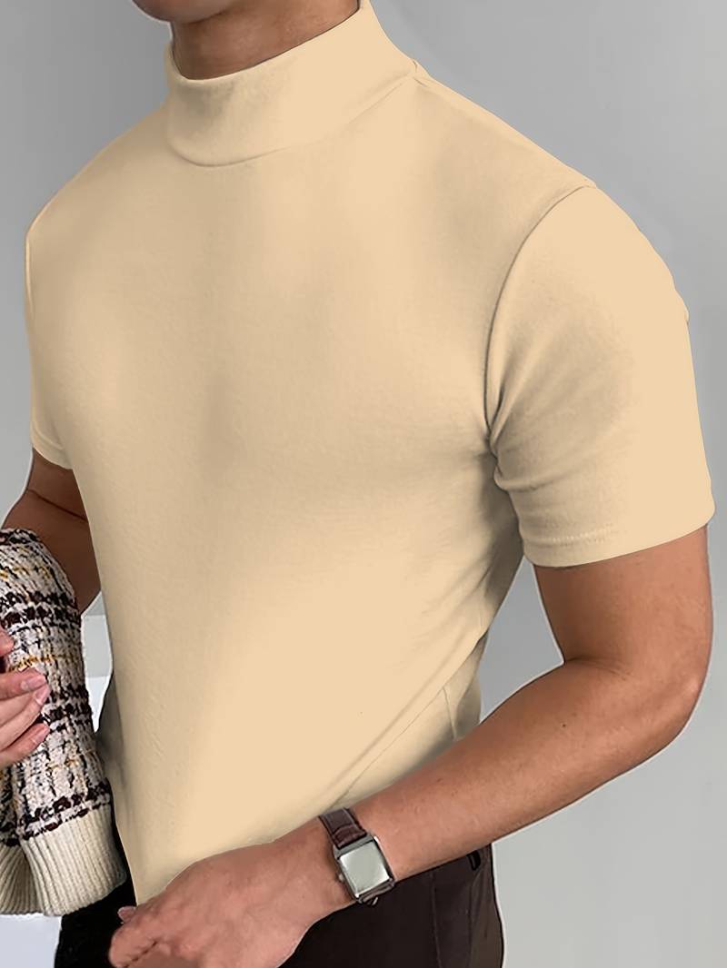 High Neck T-Shirt | Short Sleeve | Turtleneck | Men's T-Shirt | Men's Clothing-Chaps of London-Chaps of London