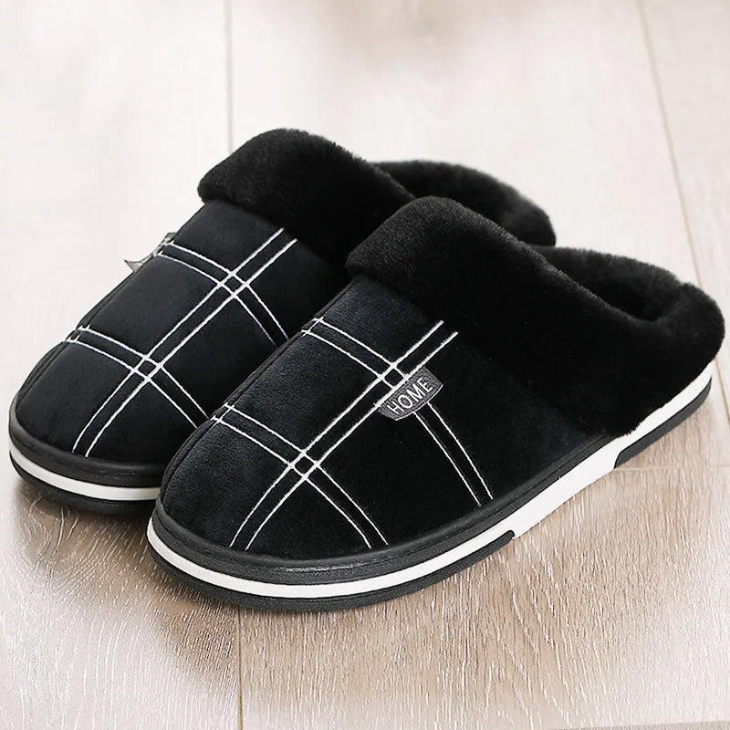 Home Slippers - Men's Slip-On Warm Comfy House Slippers for Winter-Men's Slippers-Chaps of London-Black-42-43-Chaps of London