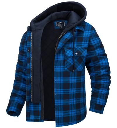 Hooded Jacket | Quilted Liner | Plaid | Autumn Jacket | Men's Jackets-Jacket-Chaps of London-Blue - Black-S-Chaps of London