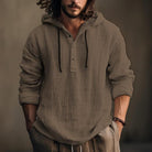 Hooded Shirt - Button-Up - Loose Fit - Linen Hoodie - Men's Clothing-Shirts & Tops-Chaps of London-Coffee-S-Chaps of London