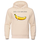 Hoodie - Banana Print - Kangaroo Pocket - Pullover Hoodie - Men's Hoodies-Hoodies & Sweatshirts-Chaps of London-Beige-S-Chaps of London
