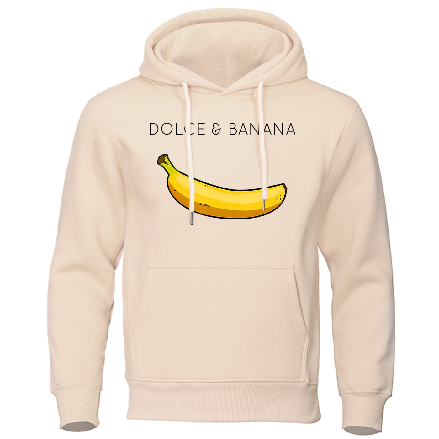Hoodie - Banana Print - Kangaroo Pocket - Pullover Hoodie - Men's Hoodies-Hoodies & Sweatshirts-Chaps of London-Beige-S-Chaps of London