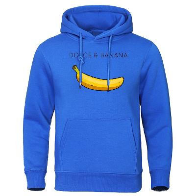 Hoodie - Banana Print - Kangaroo Pocket - Pullover Hoodie - Men's Hoodies-Hoodies & Sweatshirts-Chaps of London-Blue-S-Chaps of London