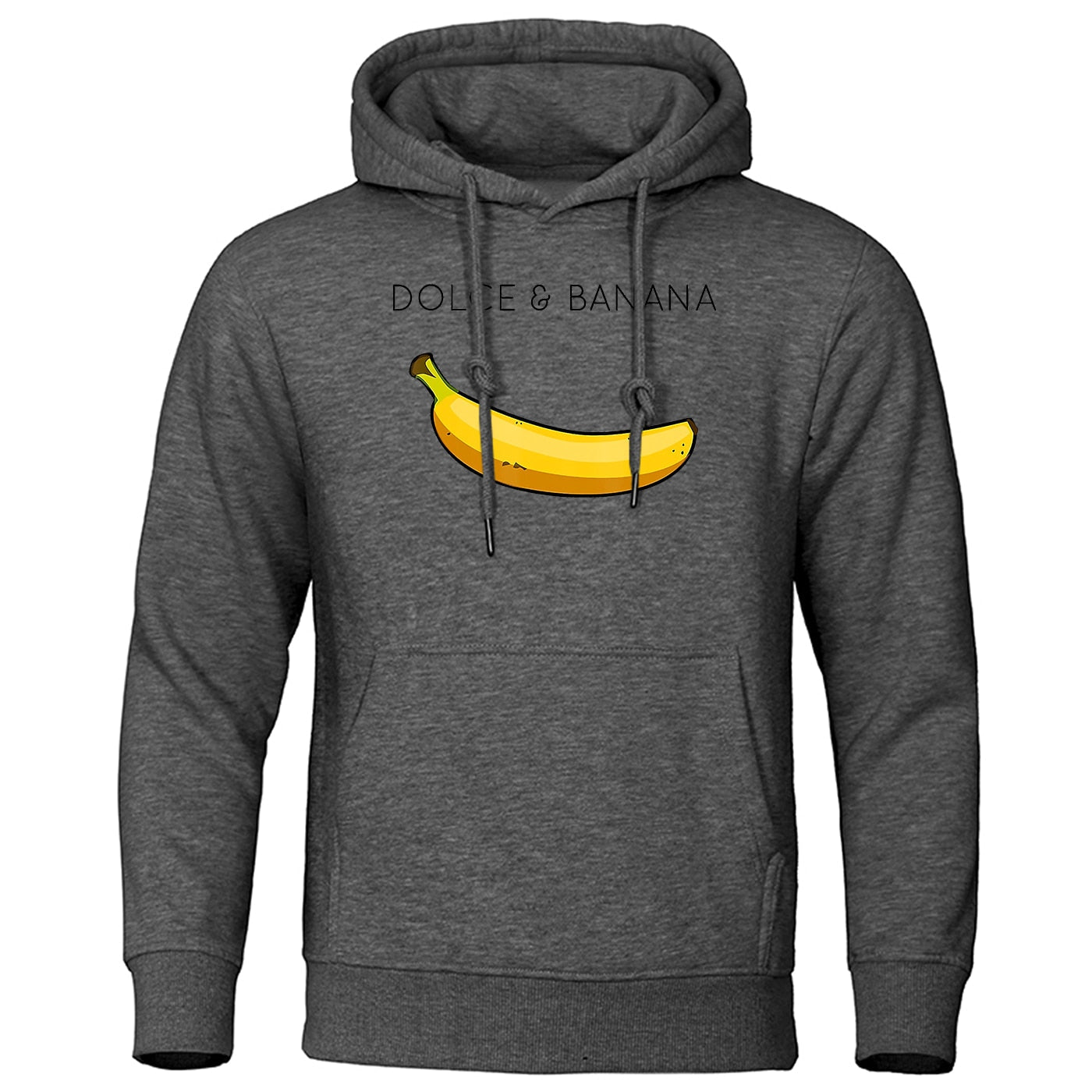 Hoodie - Banana Print - Kangaroo Pocket - Pullover Hoodie - Men's Hoodies-Hoodies & Sweatshirts-Chaps of London-Dark Gray-S-Chaps of London