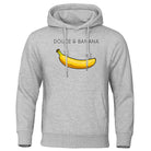 Hoodie - Banana Print - Kangaroo Pocket - Pullover Hoodie - Men's Hoodies-Hoodies & Sweatshirts-Chaps of London-Gray-S-Chaps of London