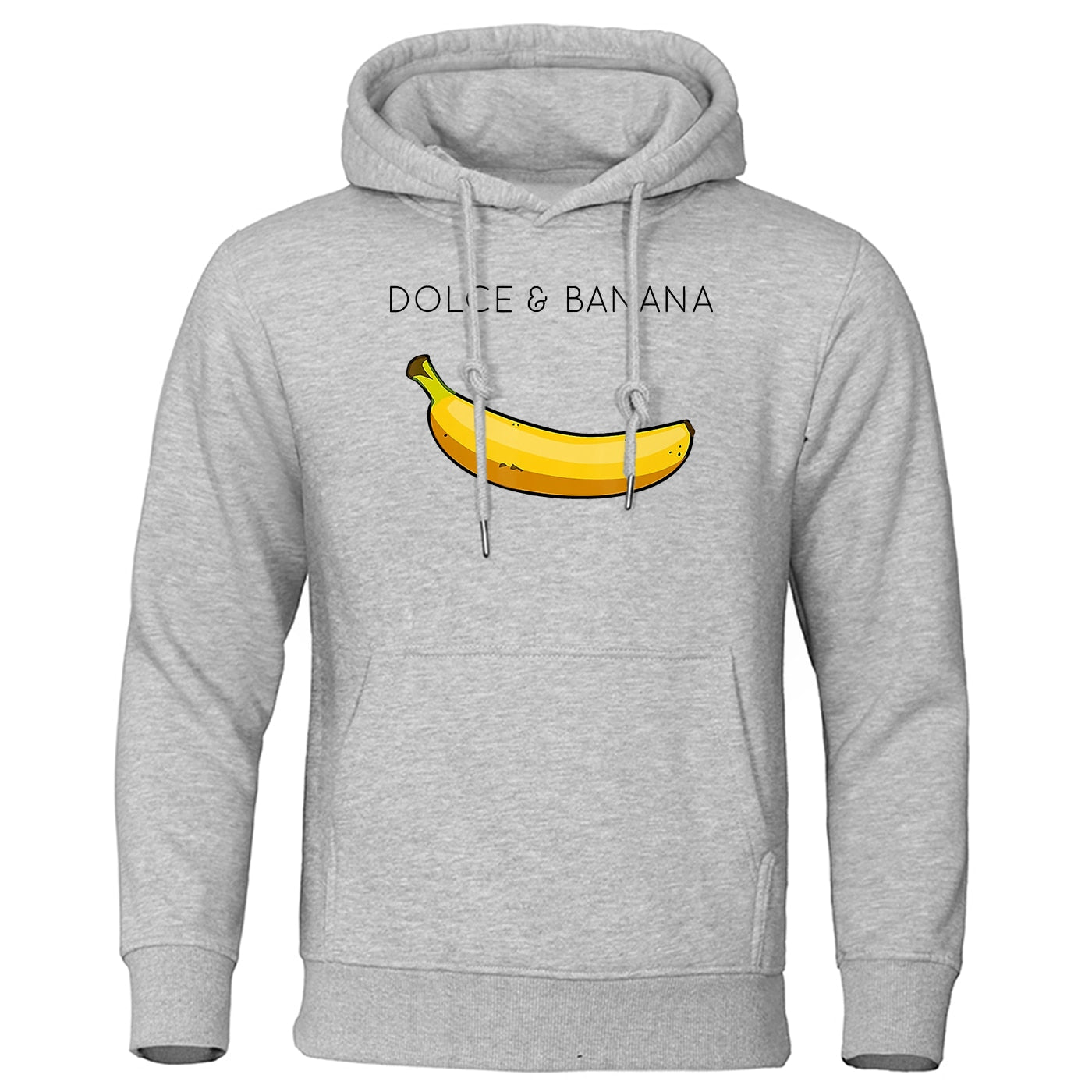 Hoodie - Banana Print - Kangaroo Pocket - Pullover Hoodie - Men's Hoodies-Hoodies & Sweatshirts-Chaps of London-Gray-S-Chaps of London