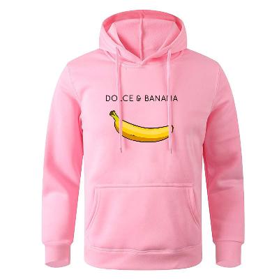 Hoodie - Banana Print - Kangaroo Pocket - Pullover Hoodie - Men's Hoodies-Hoodies & Sweatshirts-Chaps of London-Pink-S-Chaps of London