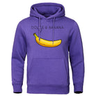 Hoodie - Banana Print - Kangaroo Pocket - Pullover Hoodie - Men's Hoodies-Hoodies & Sweatshirts-Chaps of London-Purple-S-Chaps of London