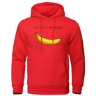 Hoodie - Banana Print - Kangaroo Pocket - Pullover Hoodie - Men's Hoodies-Hoodies & Sweatshirts-Chaps of London-Red-S-Chaps of London