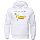 Hoodie - Banana Print - Kangaroo Pocket - Pullover Hoodie - Men's Hoodies-Hoodies & Sweatshirts-Chaps of London-White-S-Chaps of London