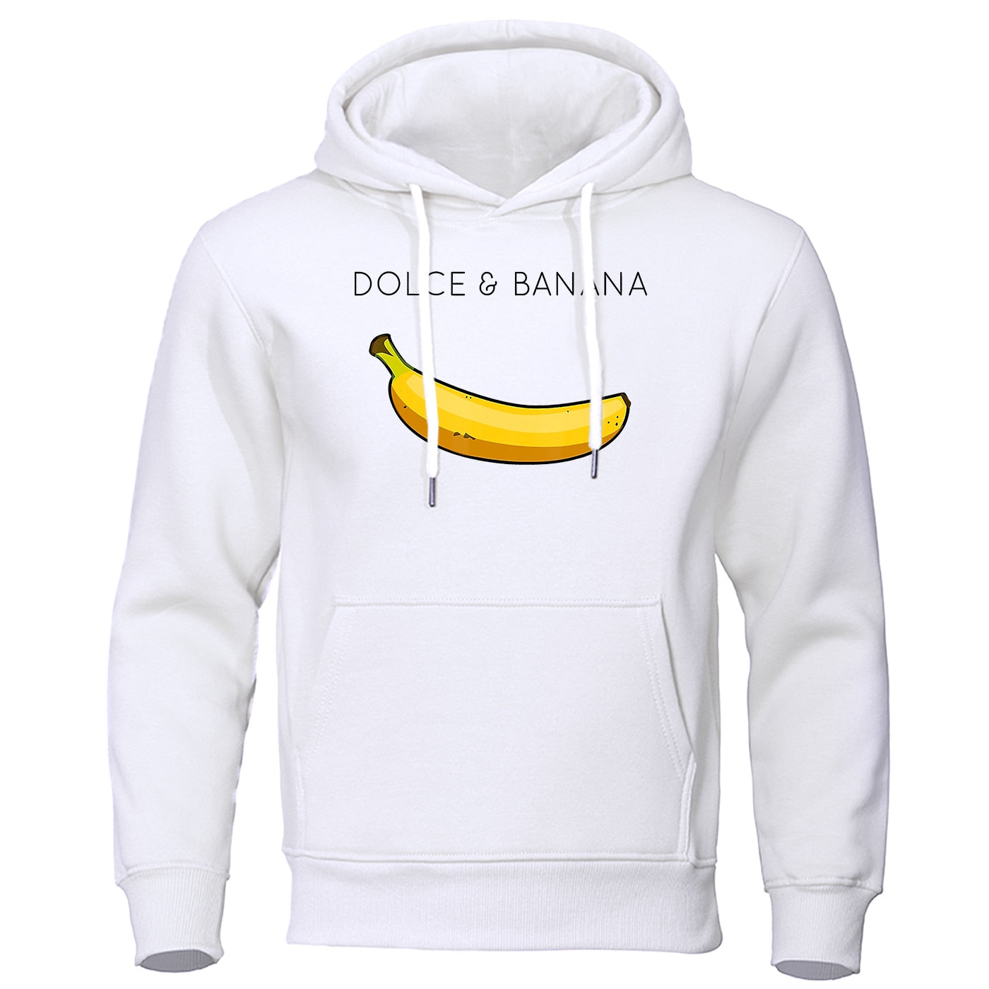 Hoodie - Banana Print - Kangaroo Pocket - Pullover Hoodie - Men's Hoodies-Hoodies & Sweatshirts-Chaps of London-White-S-Chaps of London