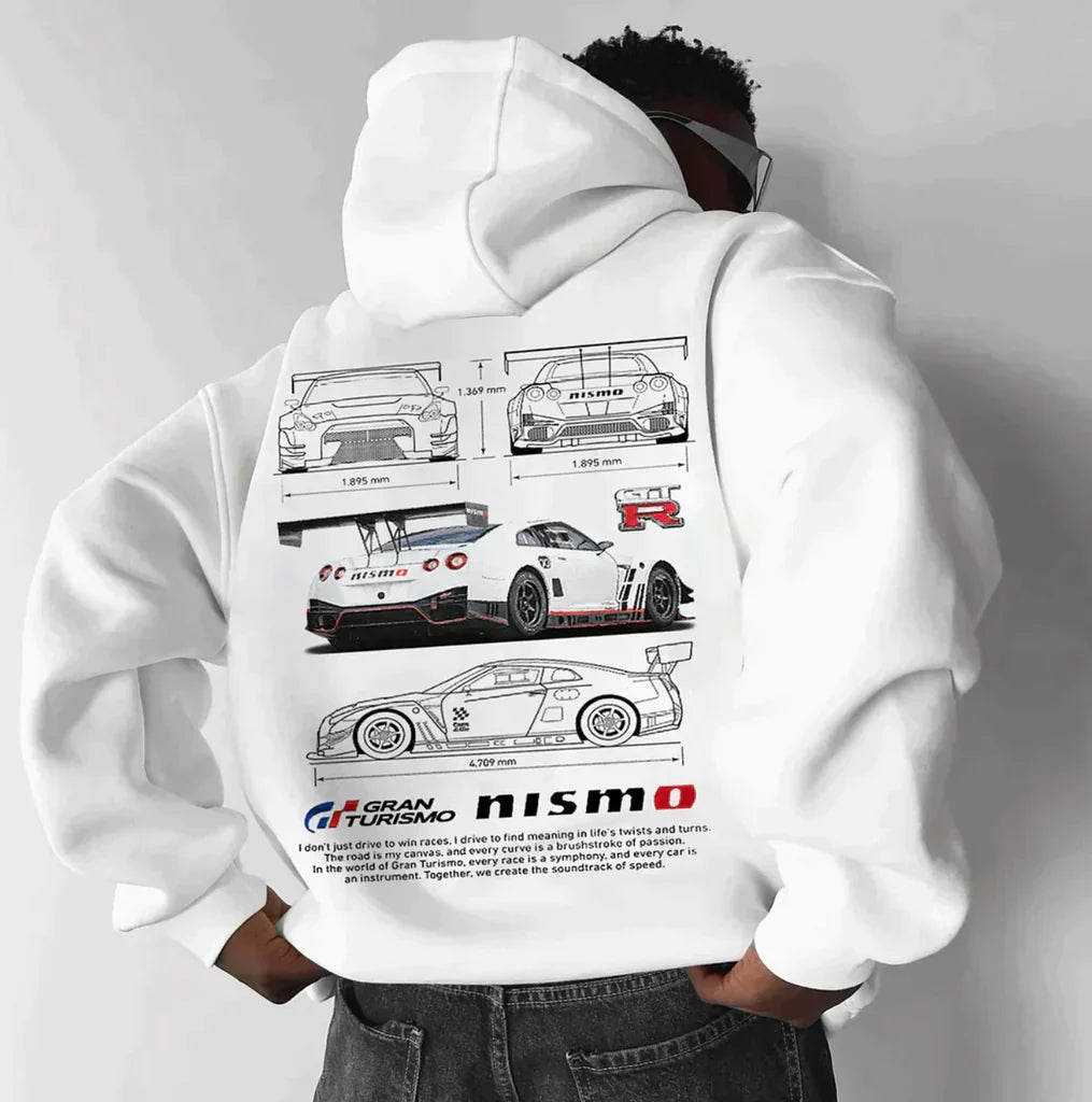 Hoodie | Car Print | Warm | Oversized Hoodie | Men's Clothing-Hoodies-Chaps of London-Nissan Ares GTR Car White Hoodie-S-Chaps of London