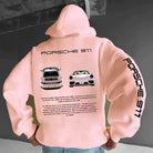 Hoodie | Car Print | Warm | Oversized Hoodie | Men's Clothing-Hoodies-Chaps of London-Porsche 911 Light Pink Hoodie-S-Chaps of London
