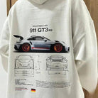 Hoodie | Car Print | Warm | Oversized Hoodie | Men's Clothing-Hoodies-Chaps of London-Porsche Gt3 White Hoodie-S-Chaps of London